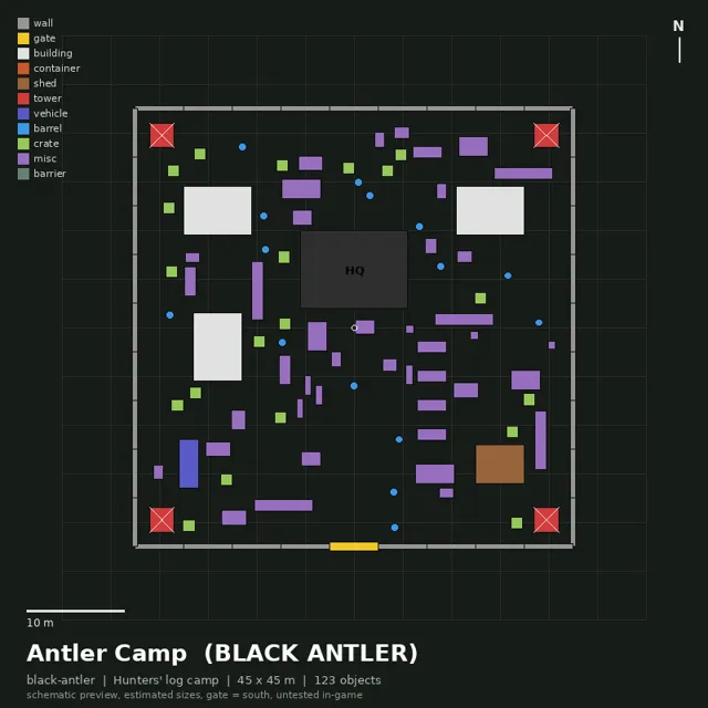 Top-down plan of Antler Camp